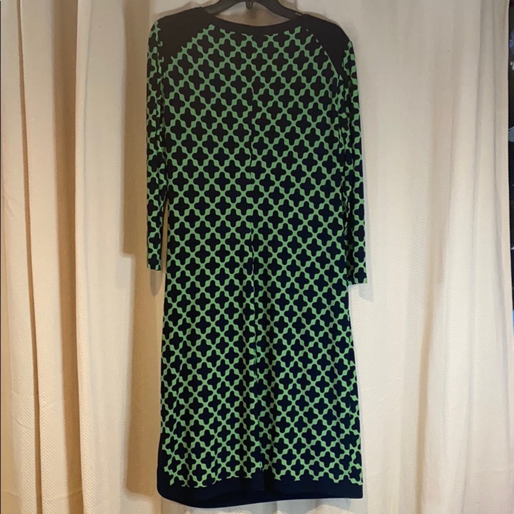 Navy and Green Geometric 3/4 Sleeves Dress - Picture 5 of 5
